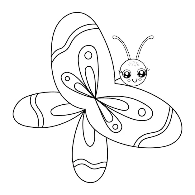 cute outline butterfly isolated white background funny insect childish coloring book cartoon vector line illustration 439591 714