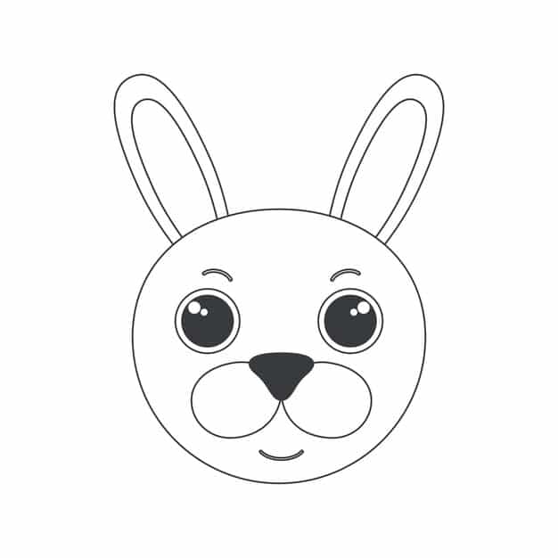 cute rabbit face animals head simple shape with long ears 88272 7956