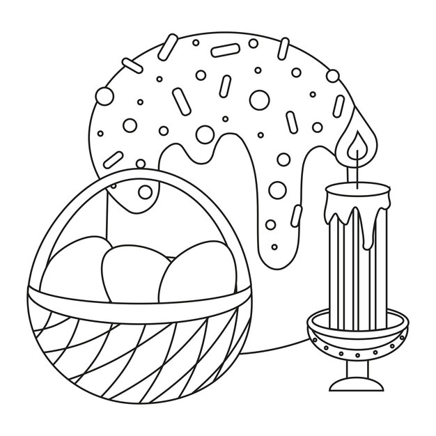 easter cupcake with sweet sprinkles candle holder eggs with ornaments basket line art 371881 424