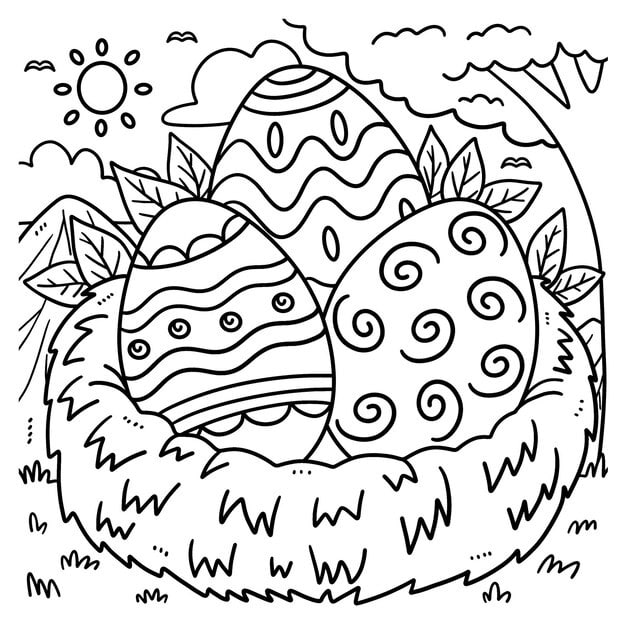 easter eggs nest coloring page kids 576561 5652