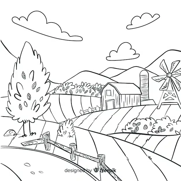 farm landscape hand drawn style 23 2148167738 1