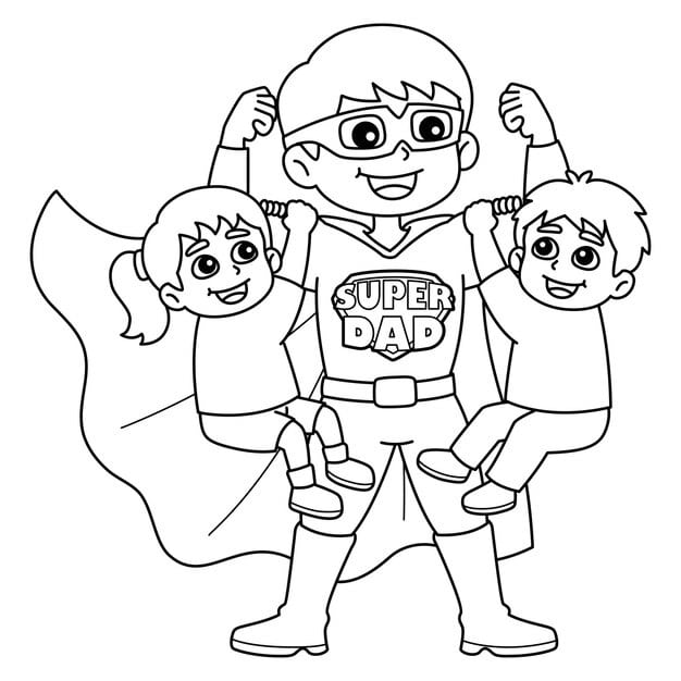 fathers day super dad isolated coloring page 576561 9336