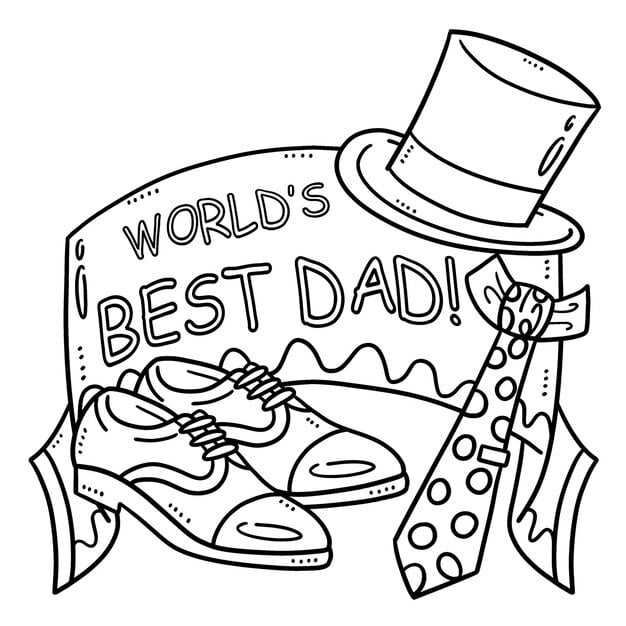 fathers day worlds best dad isolated coloring page 576561 7239