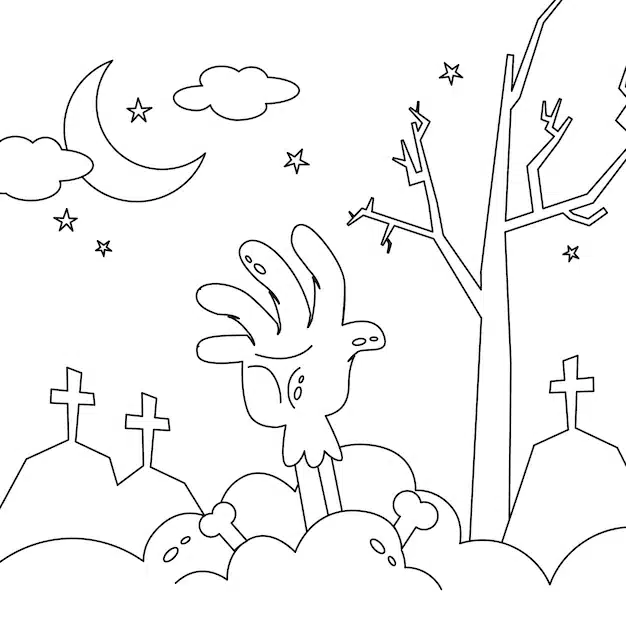 flat halloween coloring page illustration 23 2149651038 1