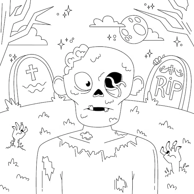 flat halloween coloring page illustration 23 2149679245