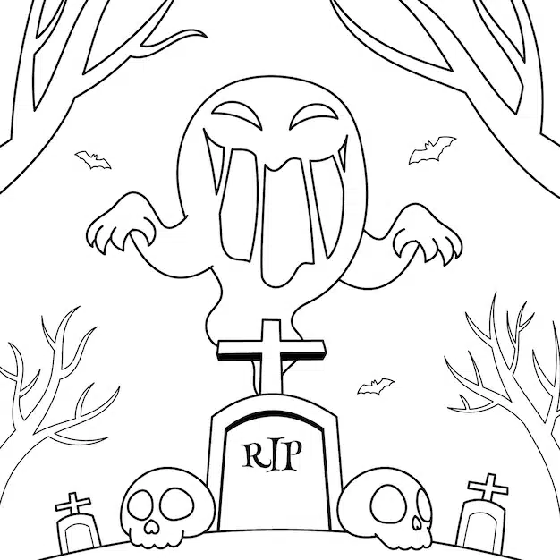 halloween celebration coloring page illustration 23 2149664576