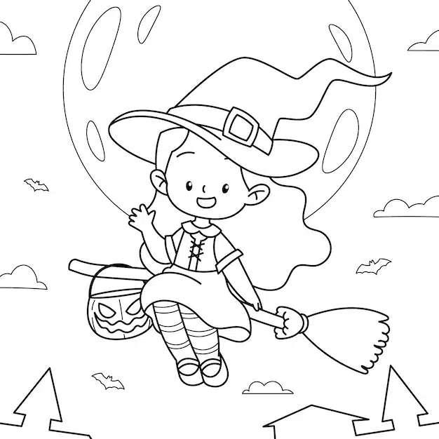 halloween celebration coloring page illustration 23 2149664597