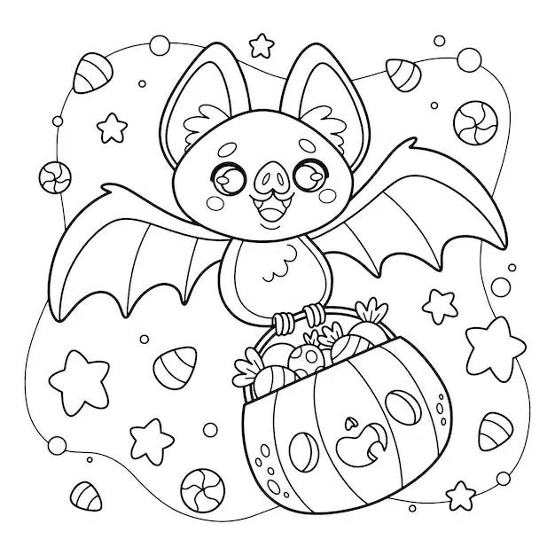 halloween celebration coloring page illustration 52683 93253