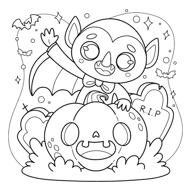 halloween celebration coloring page illustration 52683 93256