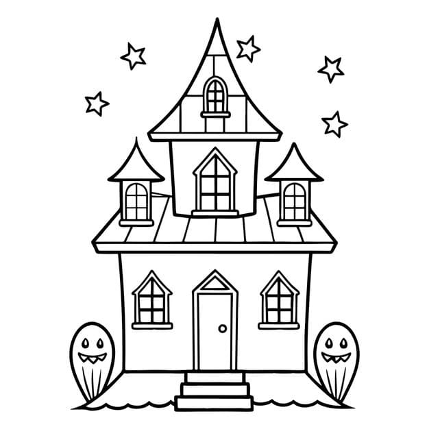 halloween haunted house coloring page 638495 3464