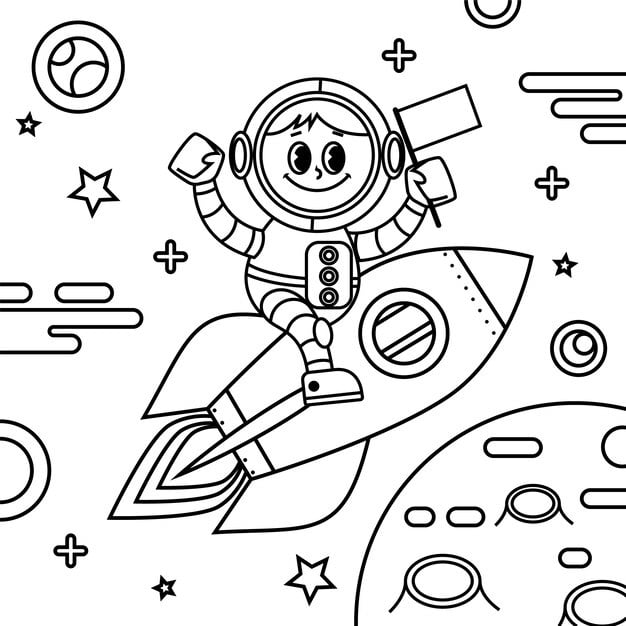 hand drawn astronaut coloring book illustration 23 2150068515