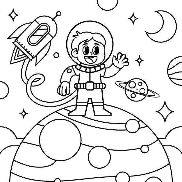 hand drawn astronaut coloring book illustration 23 2150068518