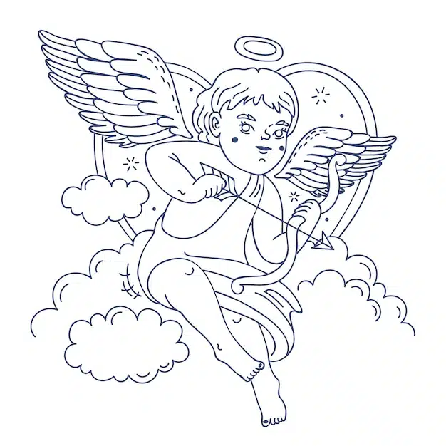 hand drawn baby angel drawing illustration 23 2150919279