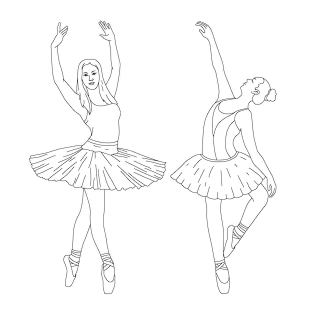 hand drawn ballerina outline illustration 23 2150969020