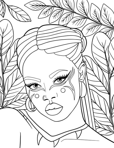 hand drawn beauty girl coloring page 814149 543