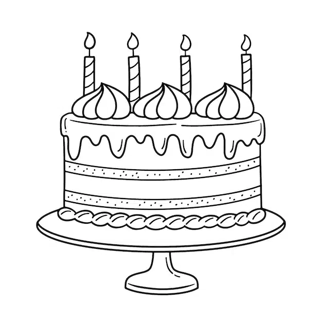 hand drawn birthday cake outline illustration 23 2150723603