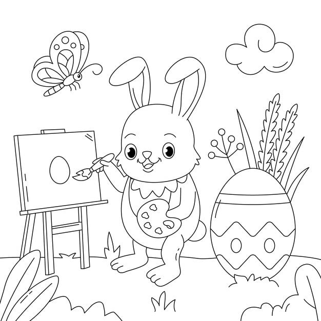 hand drawn bunny coloring book illustration 23 2150080815