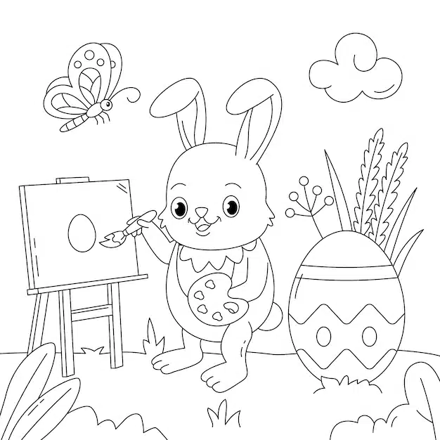 hand drawn bunny coloring book illustration 23 2150080815