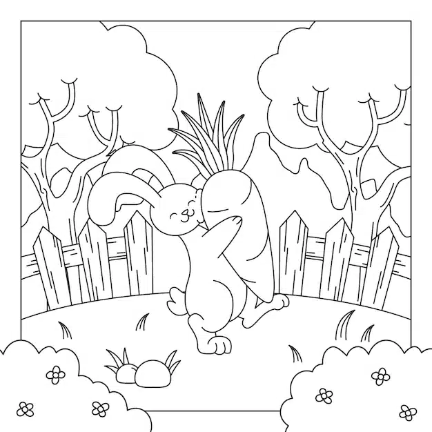 hand drawn bunny coloring book illustration 23 2150081303