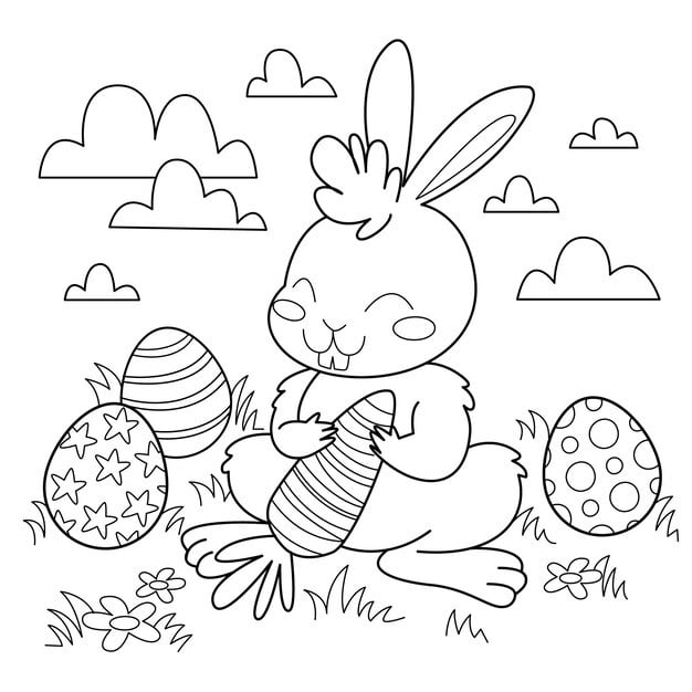 hand drawn bunny coloring book illustration 23 2150101353