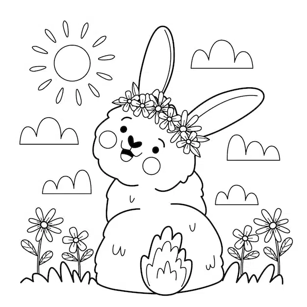 hand drawn bunny outline illustration 23 2149301915