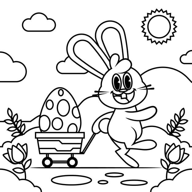 hand drawn easter bunny coloring book illustration 23 2150068512