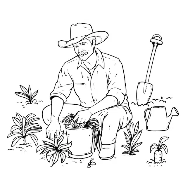 hand drawn farmer drawing illustration 52683 154679