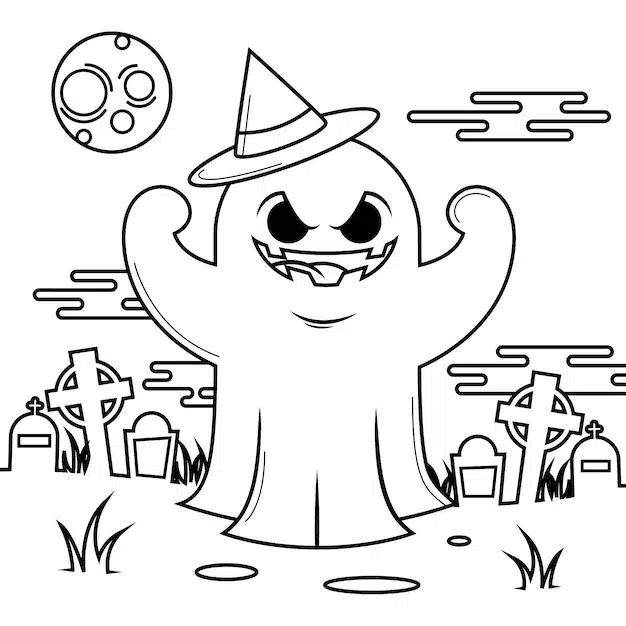 hand drawn ghost outline illustration 23 2149621476