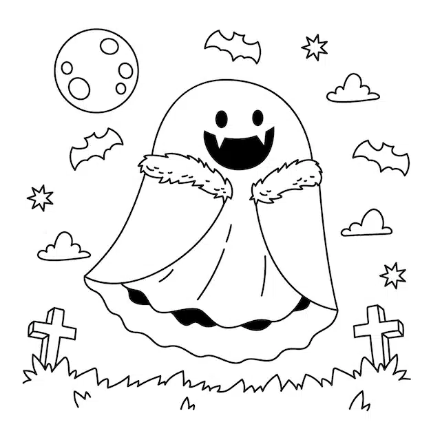 hand drawn ghost outline illustration 23 2149651795