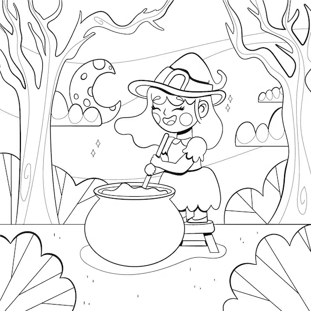 hand drawn halloween coloring page illustration 23 2149643632