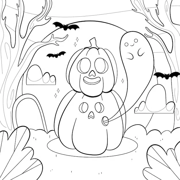 hand drawn halloween coloring page illustration 23 2149643641