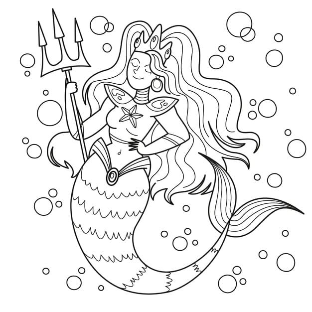 hand drawn mermaid coloring book illustration 23 2150101344