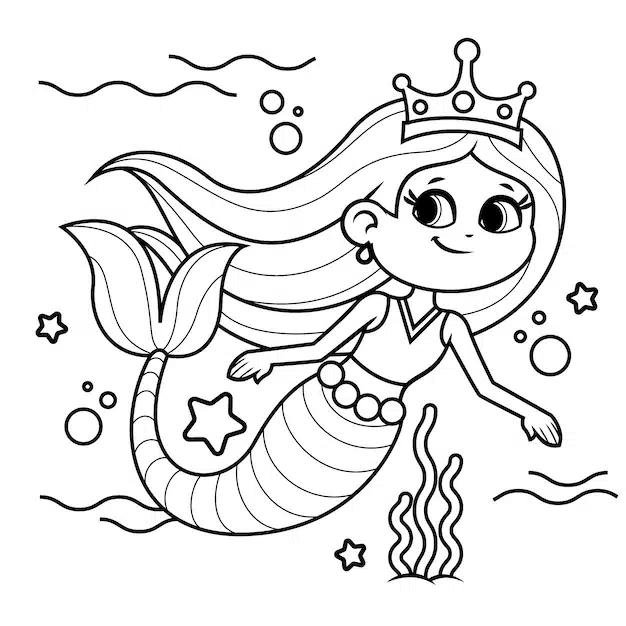 hand drawn mermaid outline illustration 23 2149616735