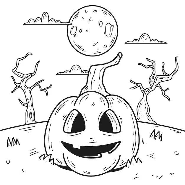 hand drawn pumpkin outline illustration 23 2149640013