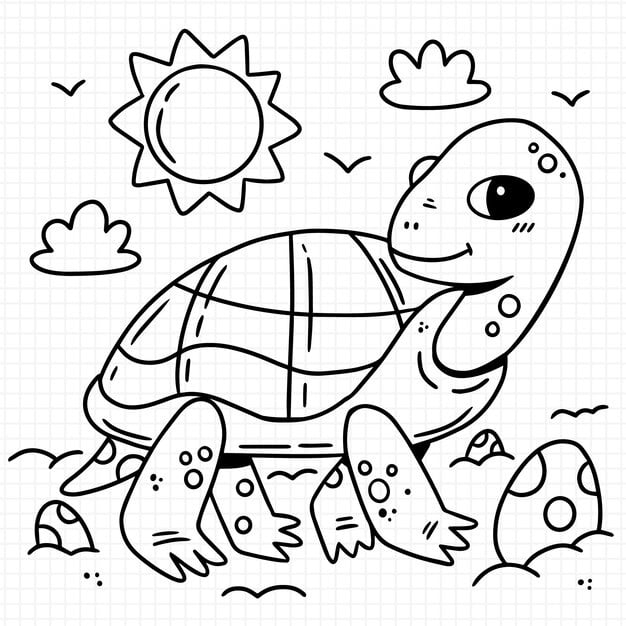 hand drawn turtle outline illustration 23 2149267499