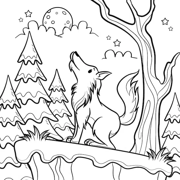 hand drawn wolf outline illustration 23 2149290130