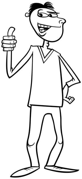 happy cartoon young man comic character coloring page 11460 19556