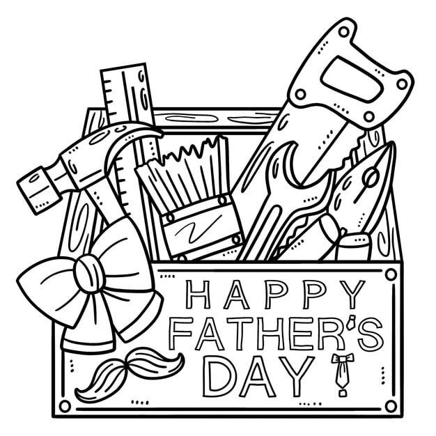 happy fathers day toolbox isolated coloring page 576561 7235