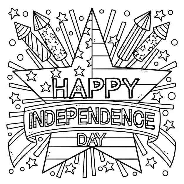 happy independence day isolated coloring page 576561 7789