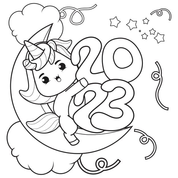 happy newyear coloring book with cute unicorn 293286 565