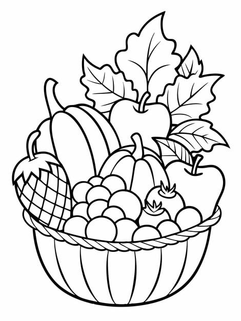 harvest bounty colouring book pages children adults with vector design 579306 47081