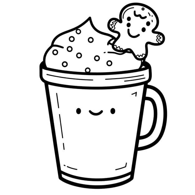 kawaii gingerbread latte coloring page illustration 1391890 1008