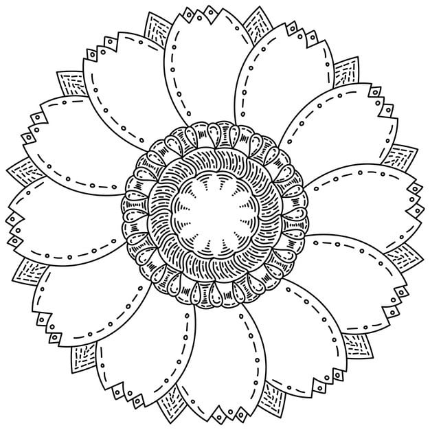 mandala form flower with carved petals pattern frequent shading 703715 233