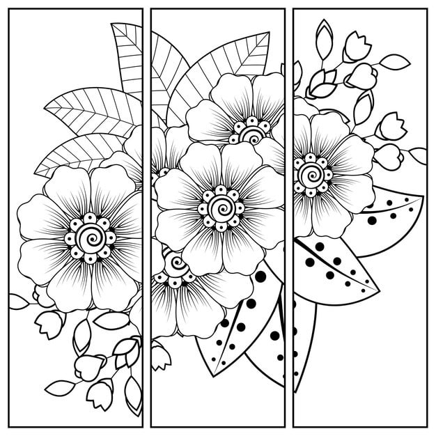 mehndi flower decoration decorative ornament ethnic style coloring page 187069 2595