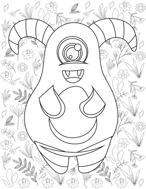 monster coloring page monster vector monster white black monster coloring kids 750724 2131