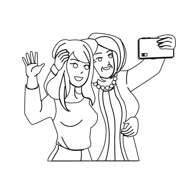 mother daughter selfie vector 87720 7382