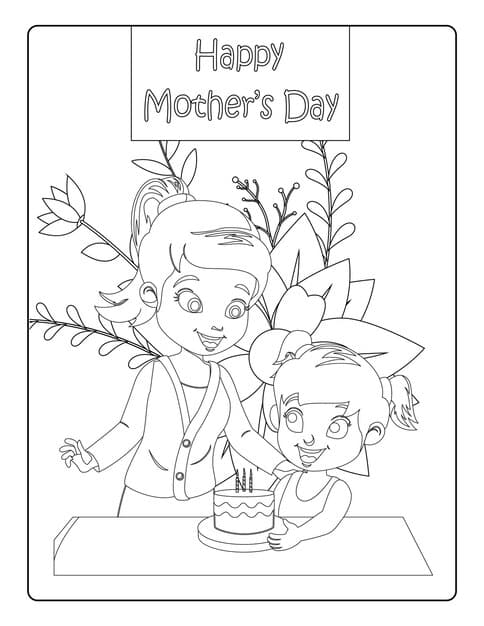 mothers day coloring pages children with cute mom son holiday black white activity worksheet 638200 127