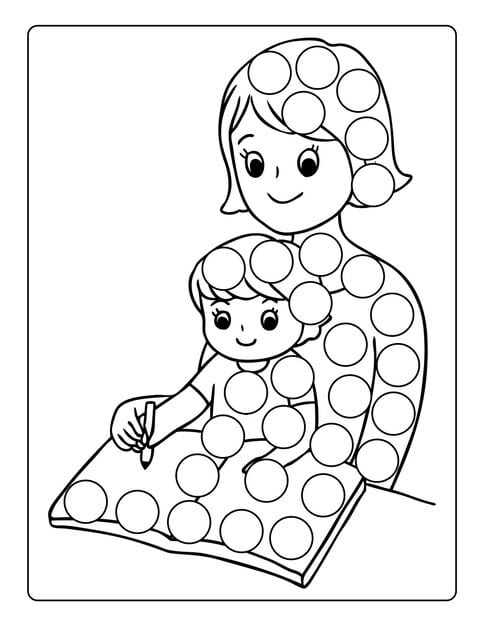 mothers day coloring pages children with cute mom son holiday black white activity worksheet 638200 135