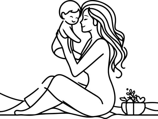 mothers day lineart vector single line drawing woman hold her baby vector illustration 755719 143