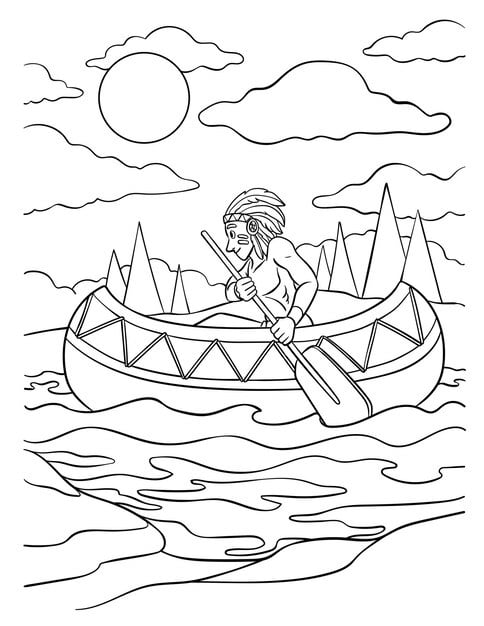 native american indian canoe coloring page 576561 7379